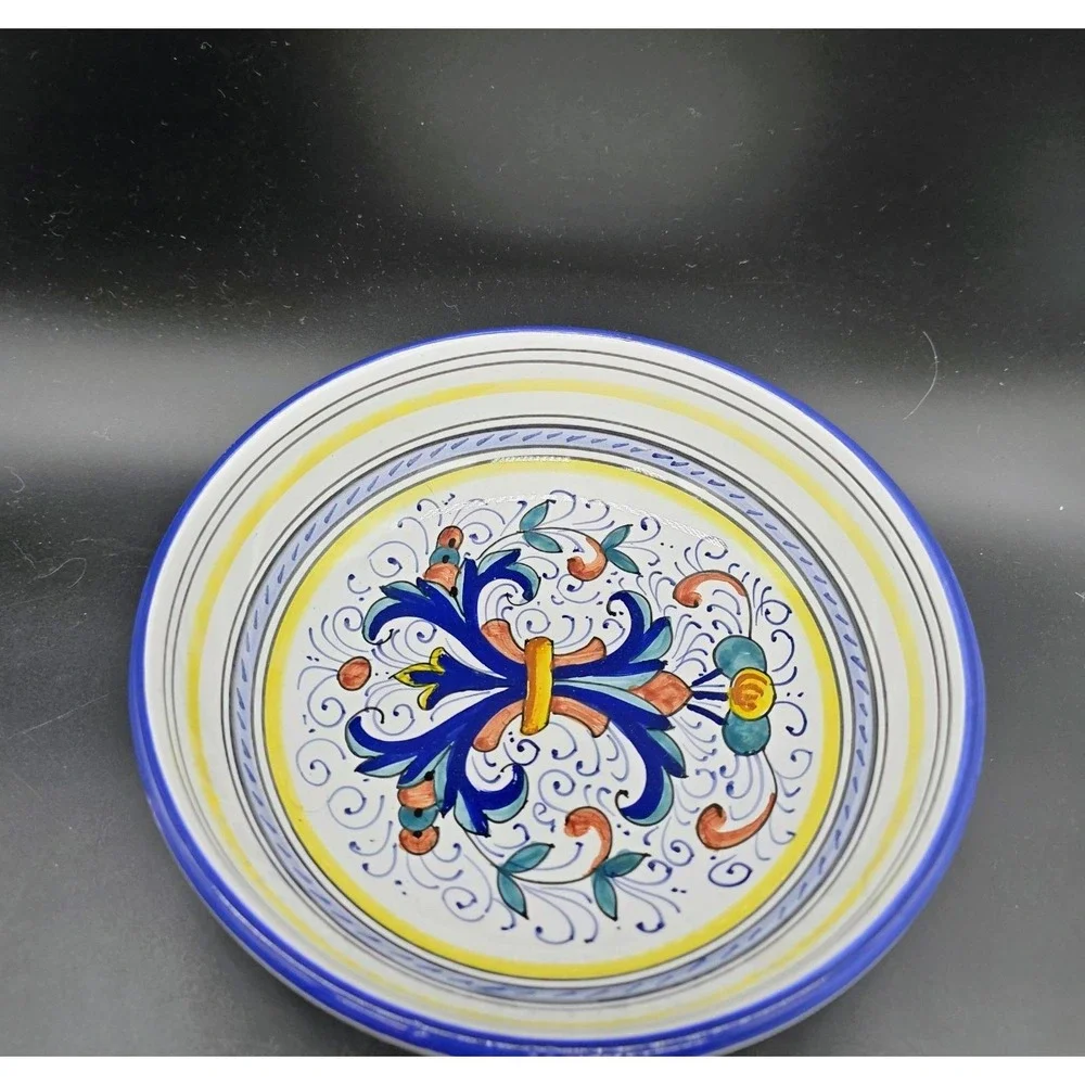 Vintage Italian Pottery Deruta Ricco Blue Pasta Salad Bowl 8